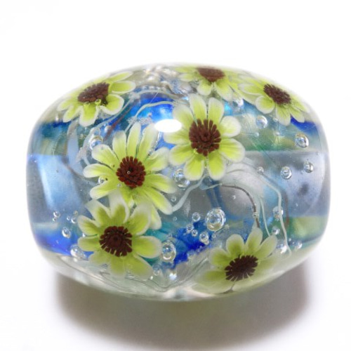 ひまわりのとんぼ玉 ネックレス・ペンダント 富松望 硝子細工と