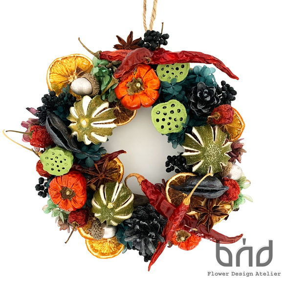 BUD季節のお花】ナイトメアハロウィンリース プリザーブドフラワー BUD 