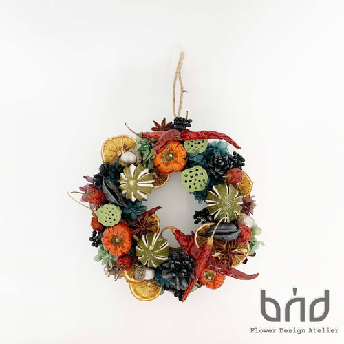 BUD季節のお花】ナイトメアハロウィンリース プリザーブドフラワー BUD 
