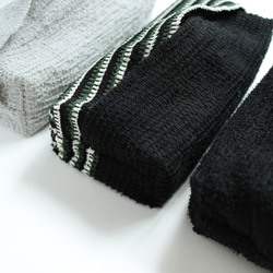 裂織ボックスティッシュカバー手織り ブラック×グリーンストライプ 6枚目の画像