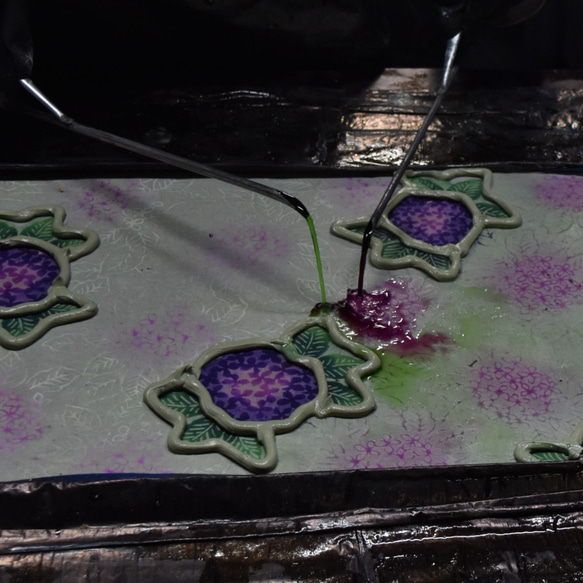 浜松注染 | 紫陽花(赤紫)　手ぬぐい　本染　綿100％　日本製 5枚目の画像