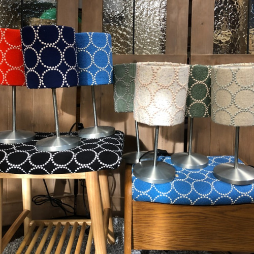 ミナポルホネン生地仕様　ハンドメイドルームランプ　タンバリン ミナポルホネン生地仕様ハンドメイドルームランプタンバリン