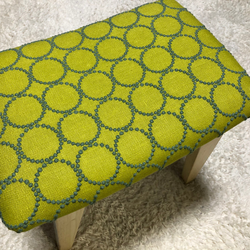 ミナペルホネン タンバリン ハンドメイド 生地 スツール 椅子 イエロー×青 タンバリンイエロー！お好みの生地＆色をお選びください。世界で