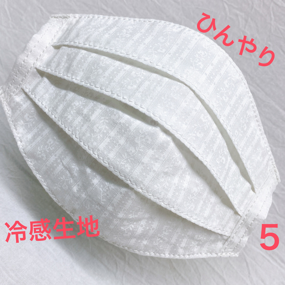 スーパーフィット　冷感　5  マスクカバー ひんやり　接触冷感　白　刺繍　cool 1枚目の画像