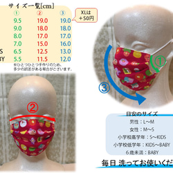 《裏地メッシュ二層構造》プリーツガーゼマスク(ノーズワイヤー入り) ✳︎さくらんぼ柄✳︎ 5枚目の画像