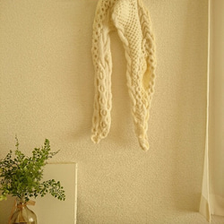 粗紗厚毛線手工編織圍巾 第3張的照片