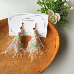 tassel earring/pierce - white タッセルイヤリング/ピアス - ホワイト 2枚目の画像