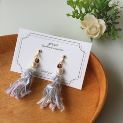 【再販】tassel earring/pierce - pale purple うすむらさき 2枚目の画像