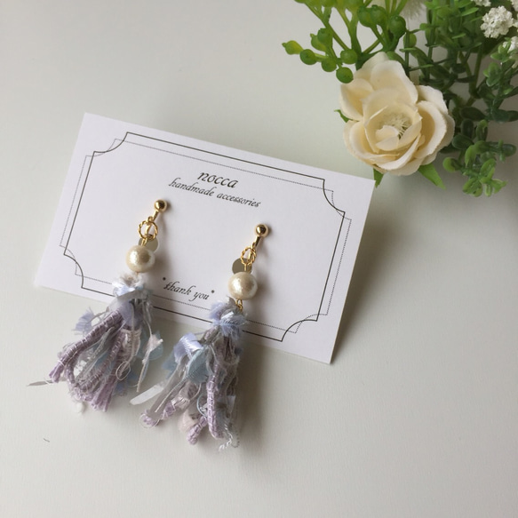 【再販】tassel earring/pierce - pale purple うすむらさき 4枚目の画像