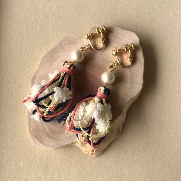 tassel earring - popcorn タッセルイヤリング - ポップコーン 4枚目の画像