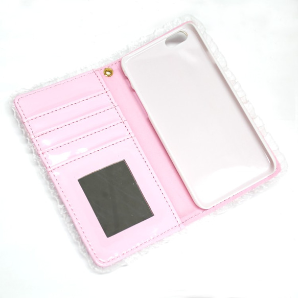 【♡在庫処分SALE♡】エナメル地レースアップリボン刺繍iPhoneケース 4枚目の画像