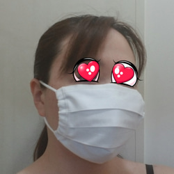 翌日発送　夏マスク　PM2.5高性能フィルター1枚付  ホワイト　プリーツマスク　フィルターポケット付き　和晒ガーゼ 2枚目の画像