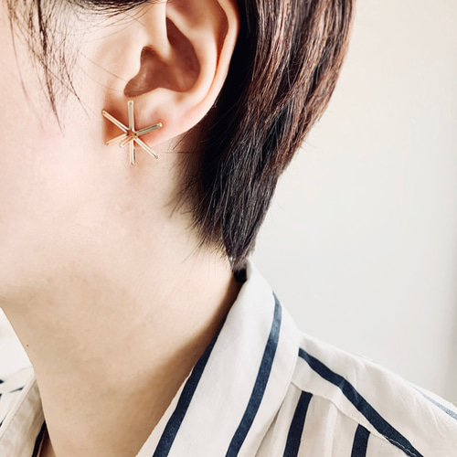 夜空のピアス 【 Diamond Flower(大) 】14kgf ピアス（スタッド・一粒 
