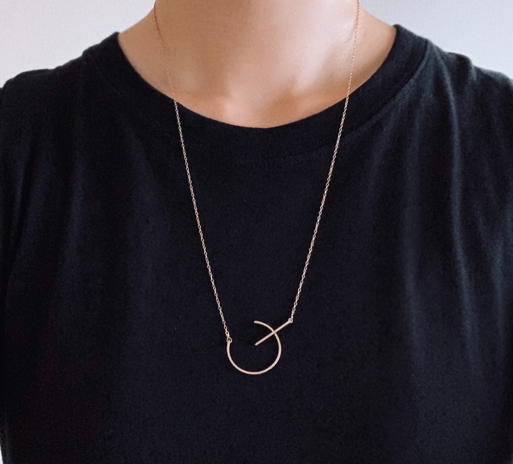 ひとふでネックレス 【Power button mock】14kgf