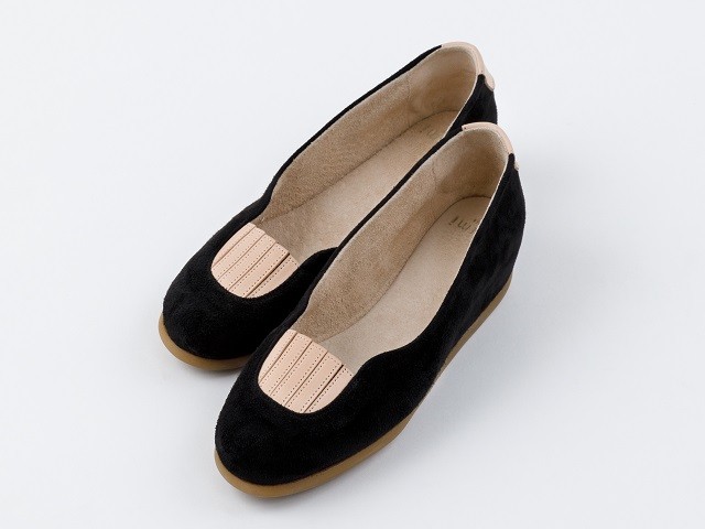 ハンモックパンプス『elastic』　ブラック×ヌメ