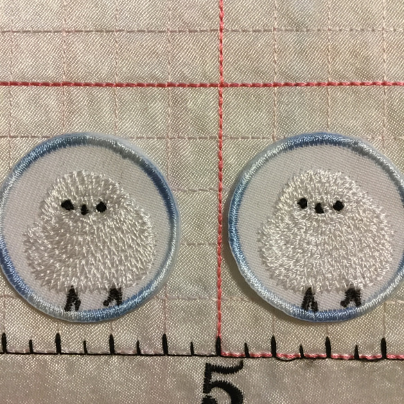 ふわふわ可愛いシマエナガ刺繍アイロンワッペン2枚 北海道 雪の