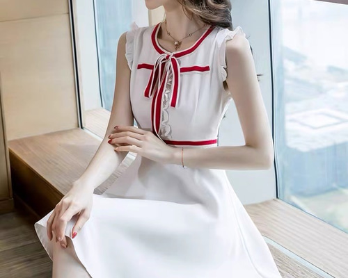 ワンピース ミニワンピ ノースリーブ 白 ドレス パーティ フリル