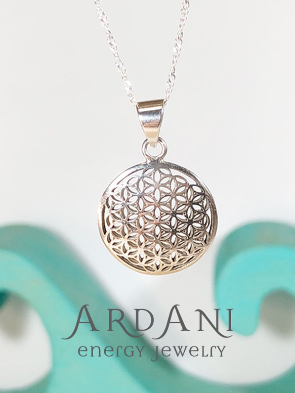 【ARDANI energy jewelry】FLOWER OF LIFEフラワーオブライフシルバーペンダントトップ（小 2枚目の画像