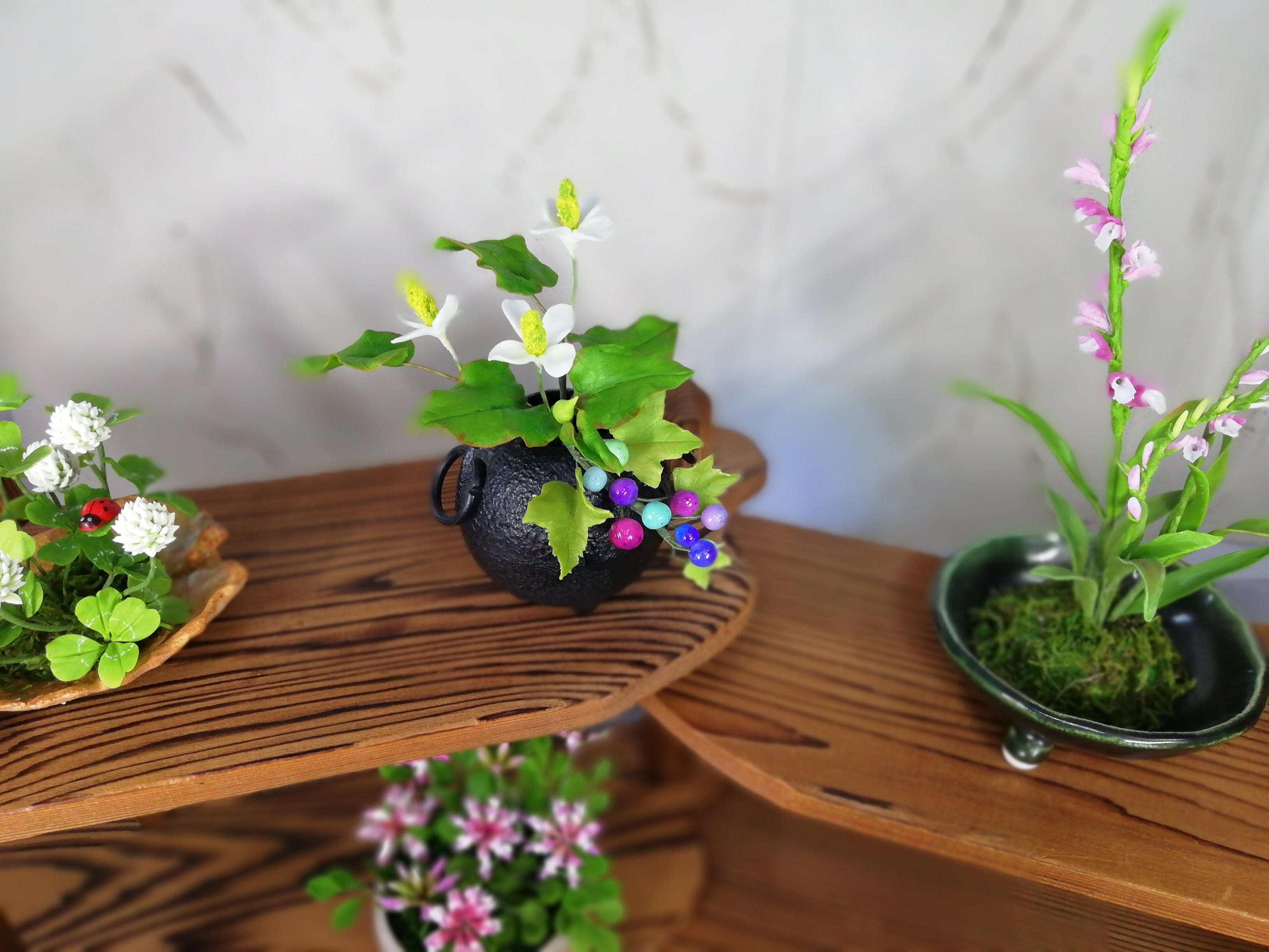 クレイクラフト葡萄の入れ物ハンドメイド