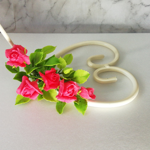 ◇粘土のお花◇ 薔薇 一輪 ピンク フラットボトル・・・B1034