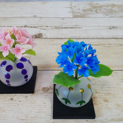 パンフラワー、紫陽花5種類とトルコキキョウ(樹脂粘土、ハンドメイド) パンフラワー、紫陽花5種類とトルコキキョウ(樹脂粘土