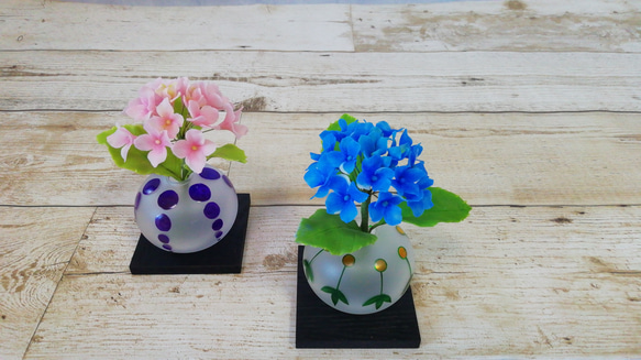 パンフラワー、紫陽花5種類とトルコキキョウ(樹脂粘土、ハンドメイド) パン粘土/パンフラワー】上品爽やか 紫陽花のパンフラワー