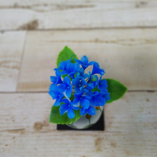 パンフラワー、紫陽花5種類とトルコキキョウ(樹脂粘土、ハンドメイド)