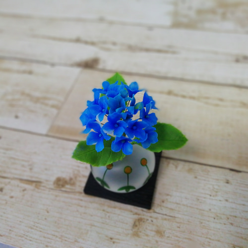 パンフラワー、紫陽花5種類とトルコキキョウ(樹脂粘土、ハンドメイド)