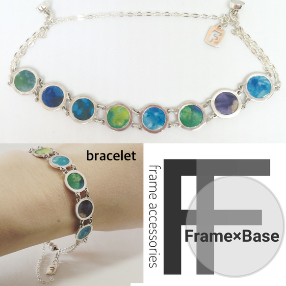 【送料無料】silver925 ◯flowerphoto bracelet （blue） 1枚目の画像