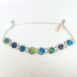 【送料無料】silver925 ◯flowerphoto bracelet （blue） 2枚目の画像