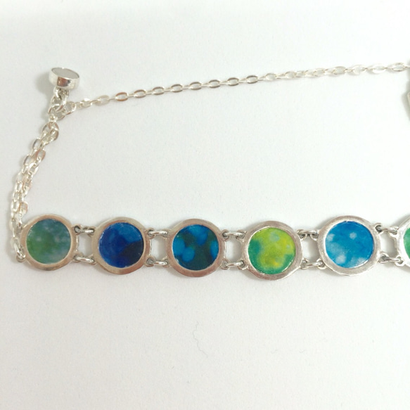 【送料無料】silver925 ◯flowerphoto bracelet （blue） 3枚目の画像