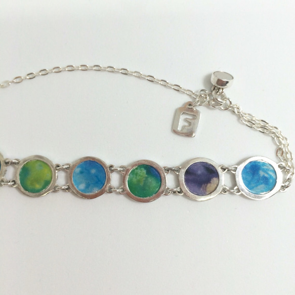 【送料無料】silver925 ◯flowerphoto bracelet （blue） 4枚目の画像