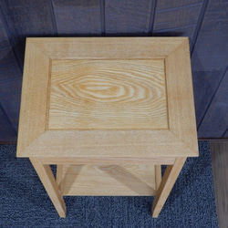サイドテーブル　花台　抽斗付　シンプル　おしゃれ　タモ無垢材　ちょっと贅沢 2枚目の画像