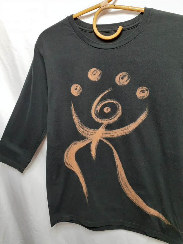 手書き七分袖Tシャツ「楽」Mサイズ 4枚目の画像