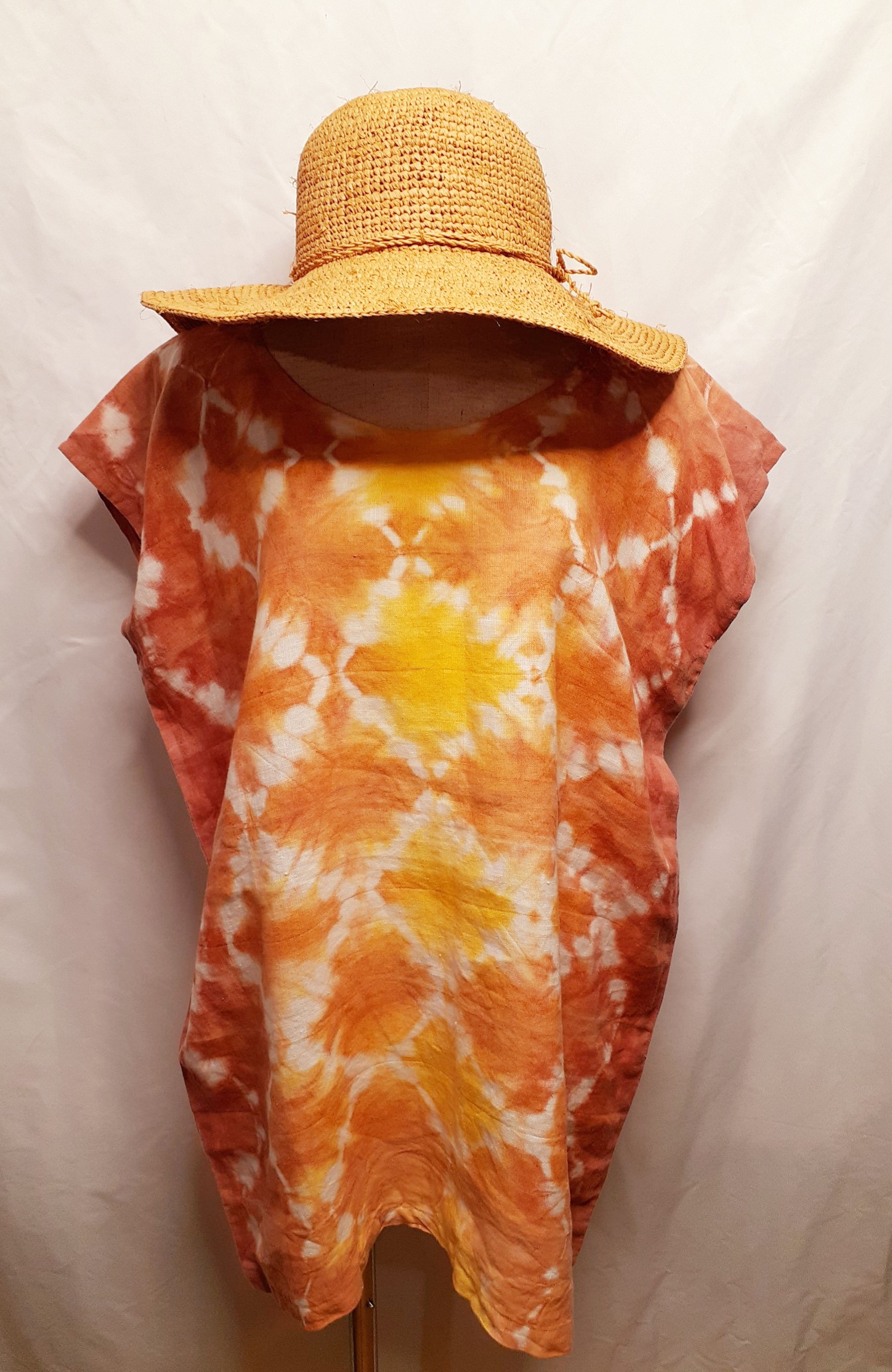 手染め＆縫製・オリジナルのチュニック（ベンガラ染め）