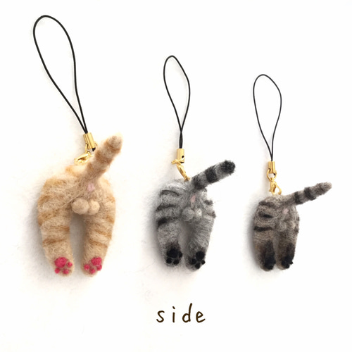 受注作製】うちの子いるかな？ねこケツストラップ(トラ柄バージョン