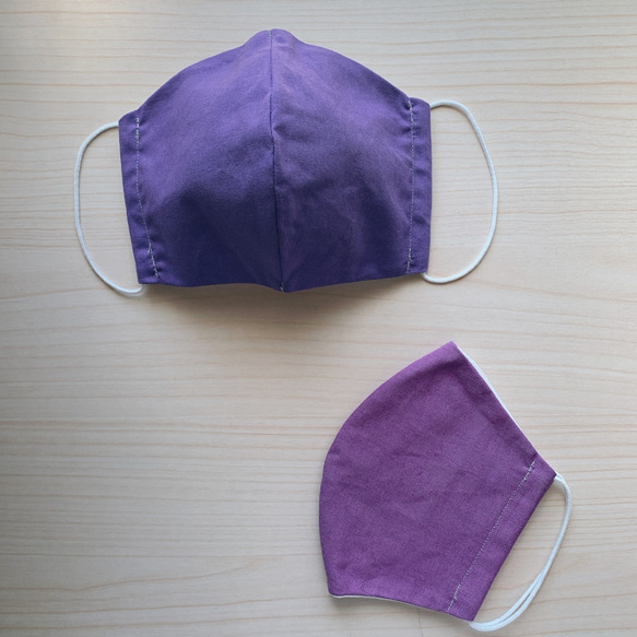 【ふつう】立体布マスク（deepなパープル）綿　紫　シンプル　ワントーン　マスク2020 4枚目の画像