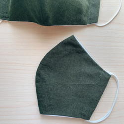 【大きめ】立体布マスク（ダークグリーン）　緑　シンプル　ワントーン　マスク2020 2枚目の画像