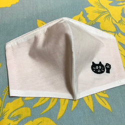 刺繍マスク　ねこ刺繍　オリジナル　シンプル　立体マスク 3枚目の画像