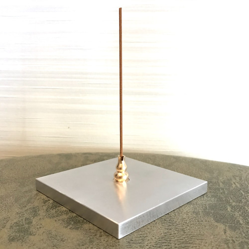 真鍮製お香立て◇スタイリッシュな専用金属プレートセット◇スクエア