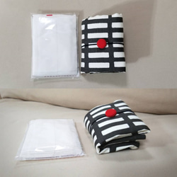 コンビニサイズ 広いマチ レジ袋タイプの布製エコバック（Ｓ）モノクロ格子 5枚目の画像