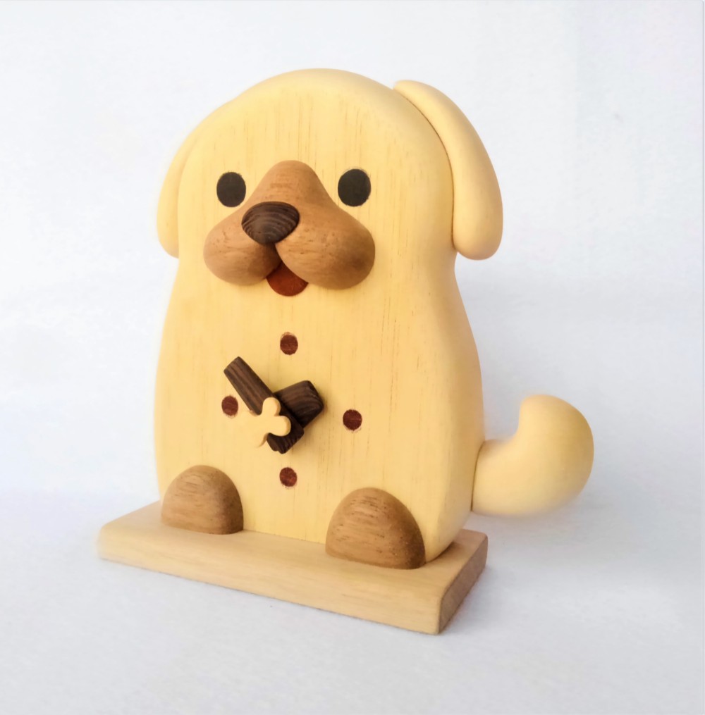 木の置時計　いぬ