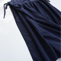 [ハンドメイド]サロペットスカート　綿麻　ゆったり　ネイビー 4枚目の画像