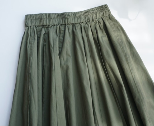 スカート　コットン　ロングプリーツスカート　フレアスカート　裾フリー 1枚目の画像