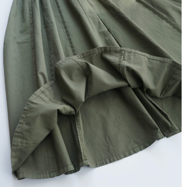 スカート　コットン　ロングプリーツスカート　フレアスカート　裾フリー 6枚目の画像