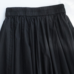 スカート　コットン　ロングプリーツスカート　フレアスカート　裾フリー　ブラック 1枚目の画像