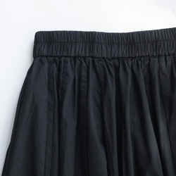 スカート　コットン　ロングプリーツスカート　フレアスカート　裾フリー　ブラック 3枚目の画像