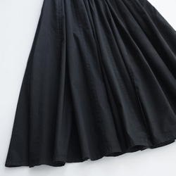 スカート　コットン　ロングプリーツスカート　フレアスカート　裾フリー　ブラック 4枚目の画像