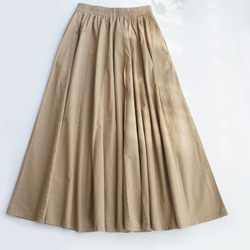 スカート　コットン　ロングプリーツスカート　フレアスカート　裾フリー 2枚目の画像