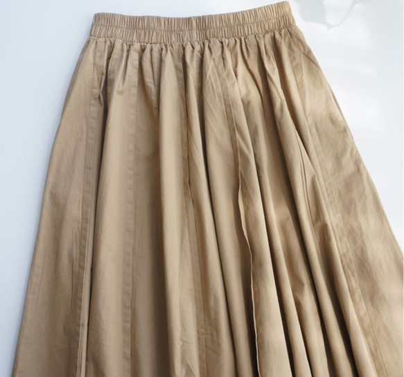 スカート　コットン　ロングプリーツスカート　フレアスカート　裾フリー 4枚目の画像